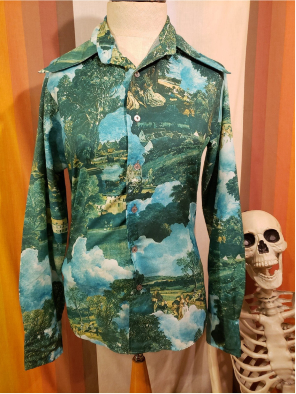 Vintage 1970s Kennington California Disney Mickey Mini Print Mens Shirt